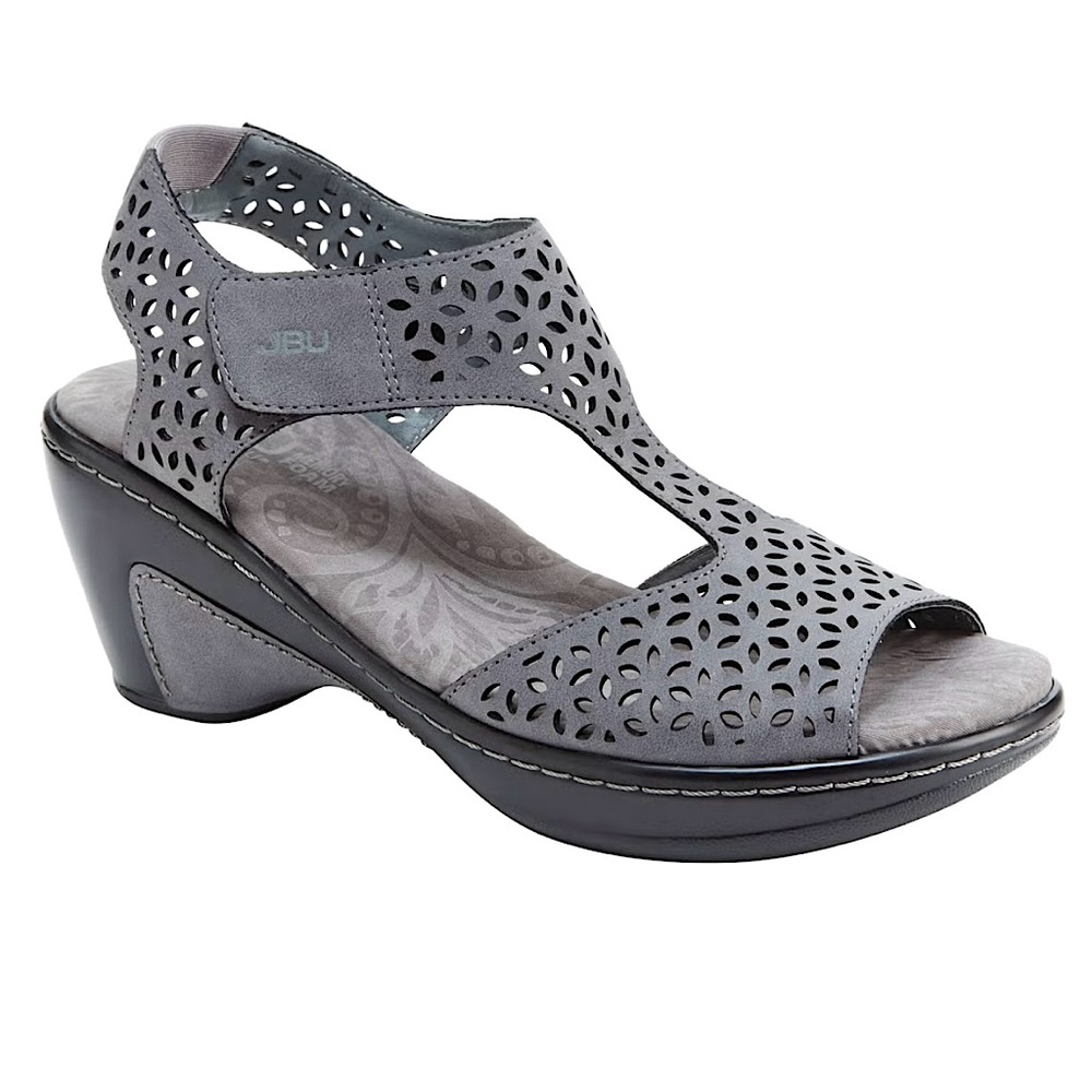 - JBU Sz 8 Chloe Perforated Vegan Heeled Sandals! EUC!